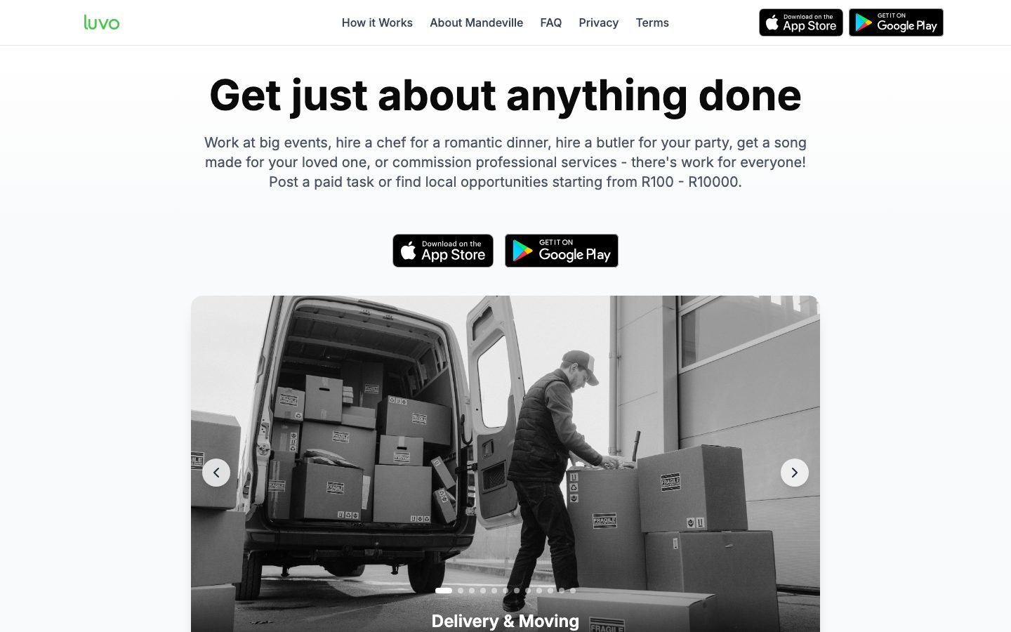 Luvo Marketplace website